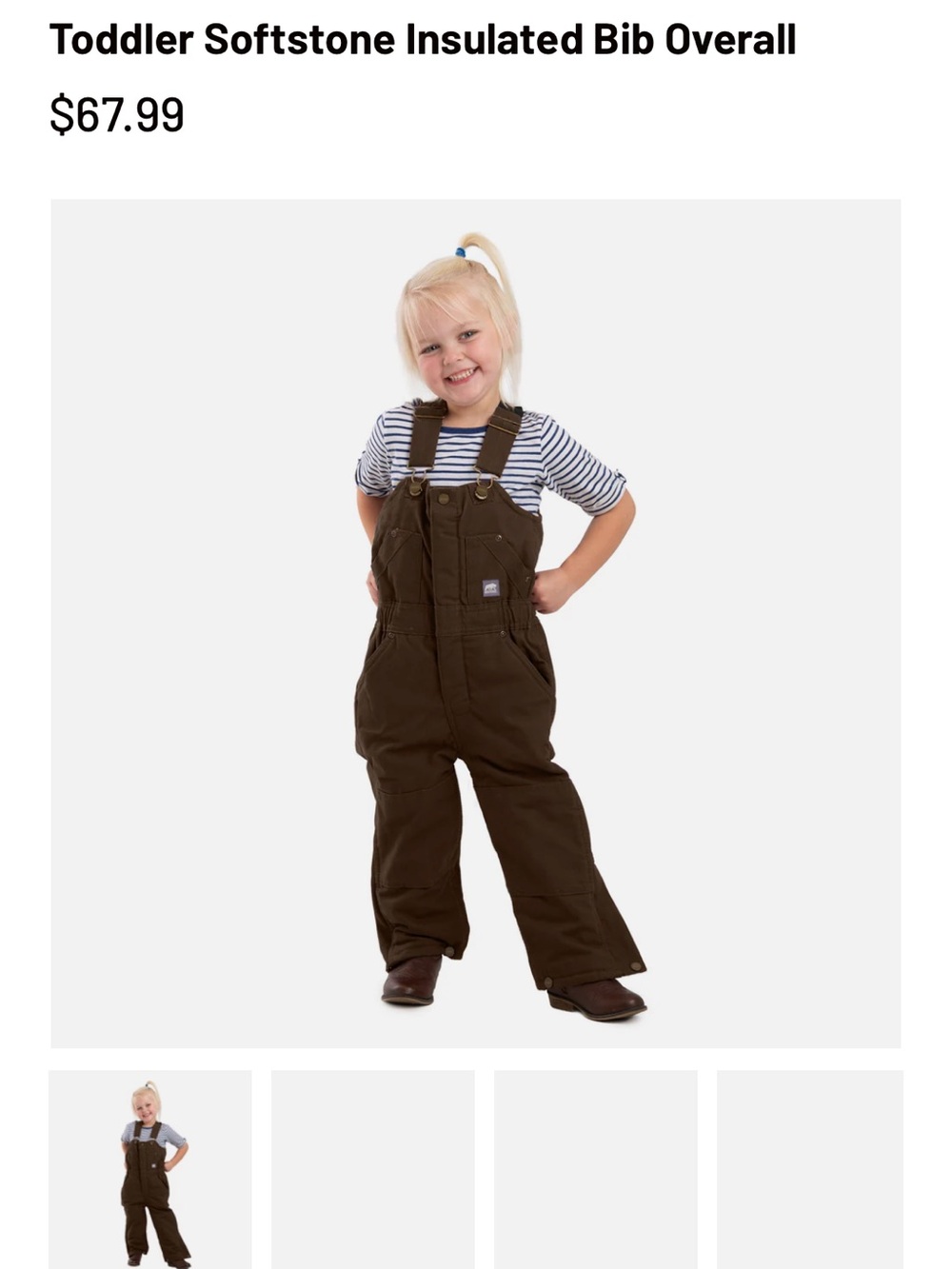 Berne Insulated Bib Overalls- plum color 4T